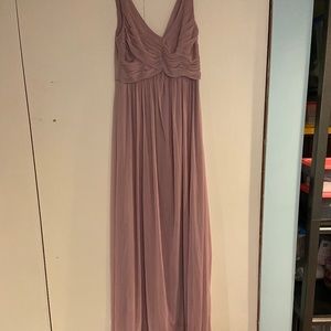 David’s bridal long bridesmaid dress with cowl back quartz